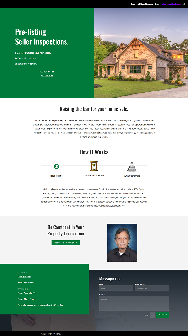 Affordable Website Design Louisville Portfolio Piece 2, a home Inspection service in Louisville, Kentucky.